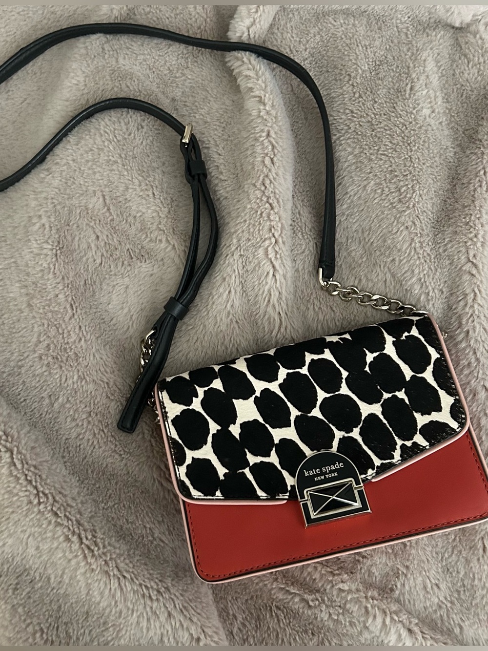 kate spade Black/Red/Pink Spotted Flap Crossbody